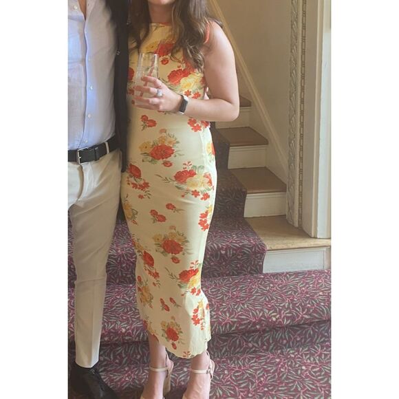 DANIELLE BERNSTEIN WEWOREWHAT Floral Fitted Midi Dress Sz S - Picture 2 of 6